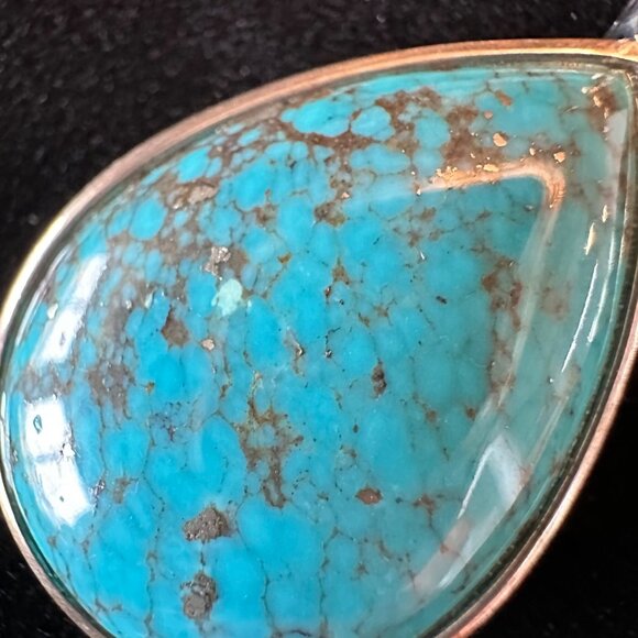 Whitney Kelly WK 925 Signed Sterling Silver Turquoise Pendant Teardrop Southwest - Picture 5 of 12